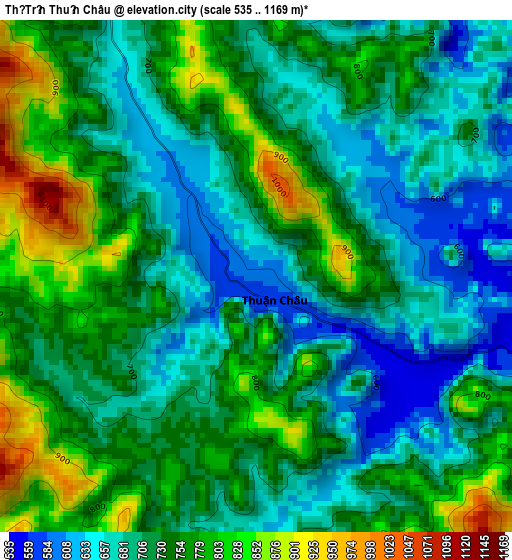 Thị Trấn Thuận Châu elevation map