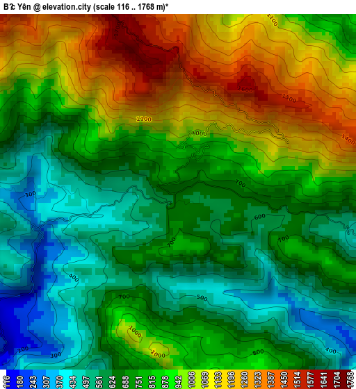 Bắc Yên elevation map