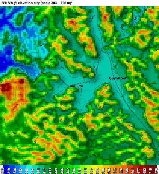 Bắc Sơn elevation map