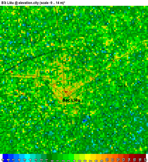 Bạc Liêu elevation map