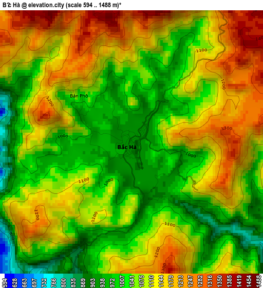 Bắc Hà elevation map