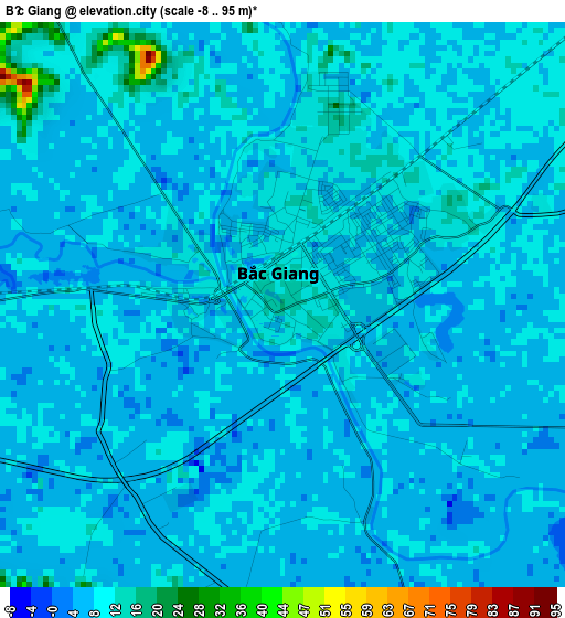 Bắc Giang elevation map