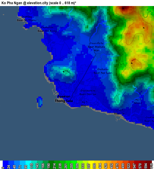 Ko Pha Ngan elevation map