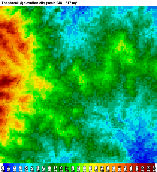 Thepharak elevation map