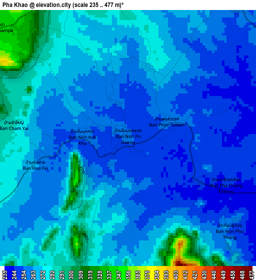 Pha Khao elevation map