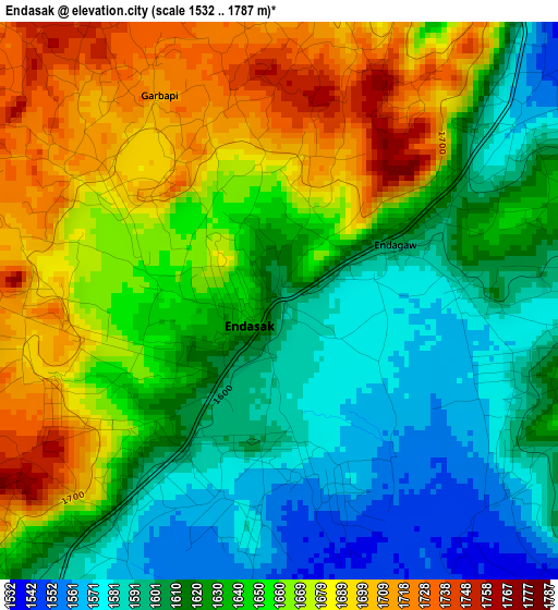 Endasak elevation map