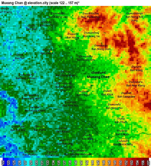 Mueang Chan elevation map