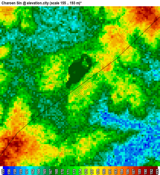 Charoen Sin elevation map