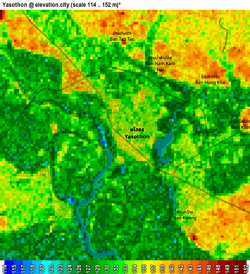 Yasothon elevation map