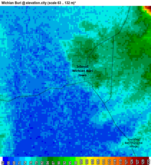 Wichian Buri elevation map