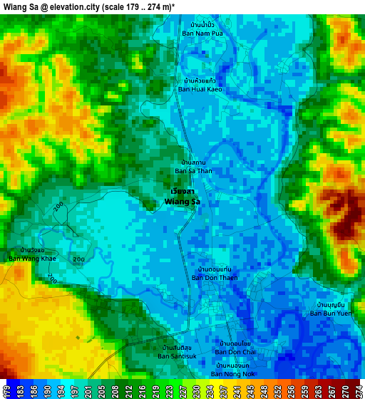 Wiang Sa elevation map