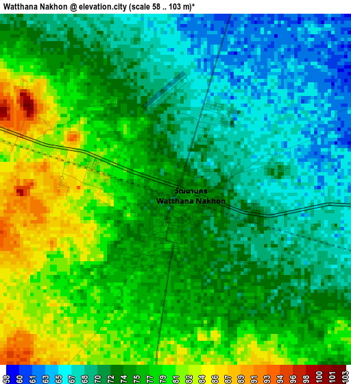 Watthana Nakhon elevation map