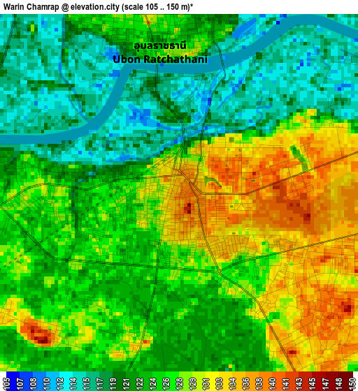 Warin Chamrap elevation map