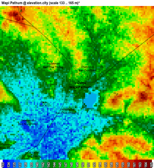 Wapi Pathum elevation map