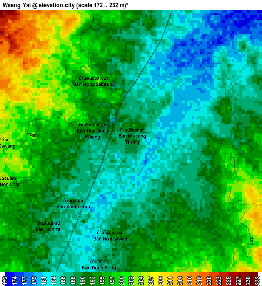 Waeng Yai elevation map