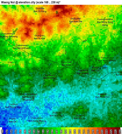 Waeng Noi elevation map