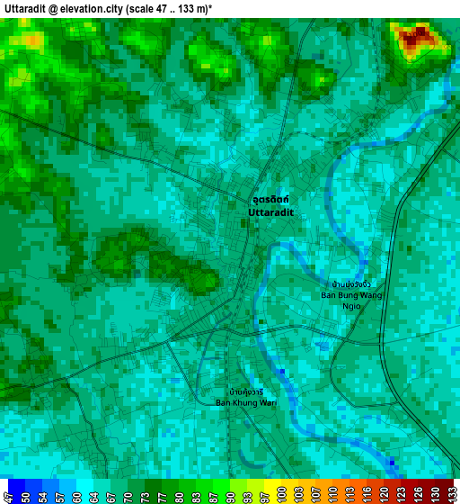 Uttaradit elevation map