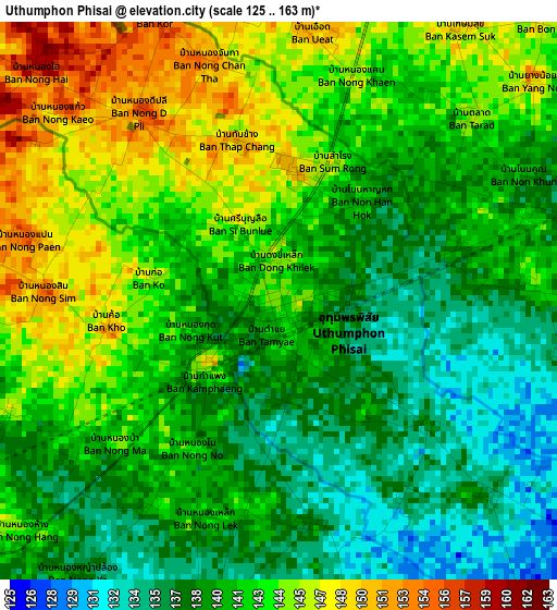 Uthumphon Phisai elevation map