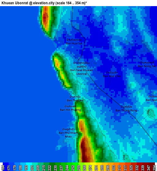 Khuean Ubonrat elevation map