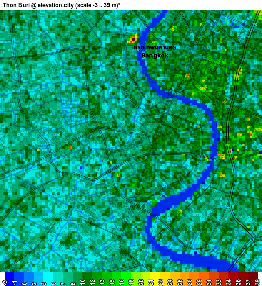 Thon Buri elevation map