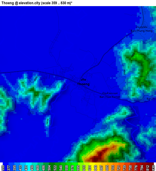 Thoeng elevation map