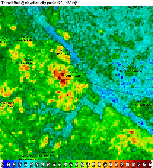 Thawat Buri elevation map