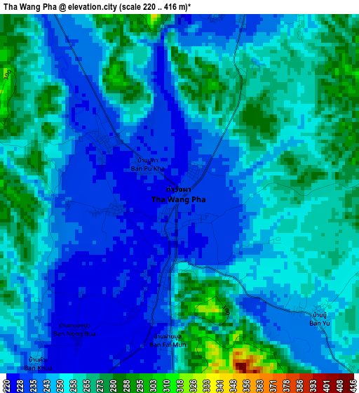 Tha Wang Pha elevation map