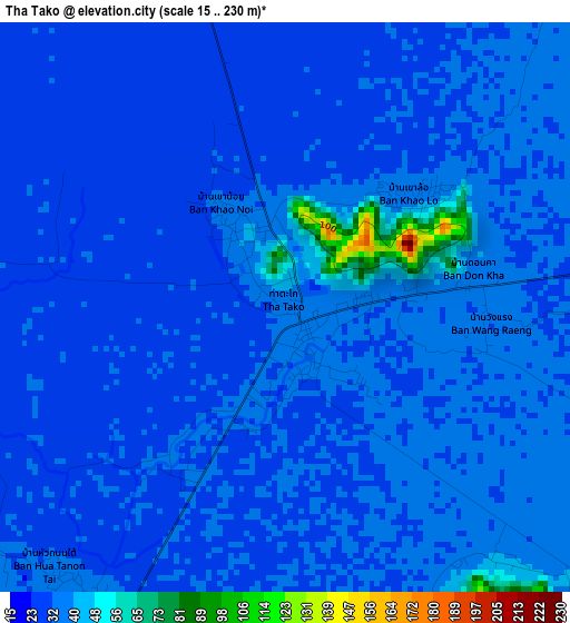 Tha Tako elevation map