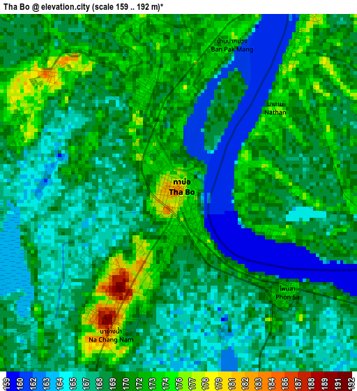 Tha Bo elevation map