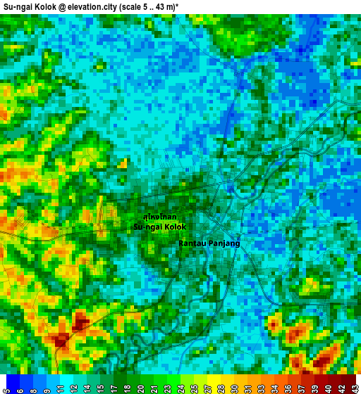 Su-ngai Kolok elevation map