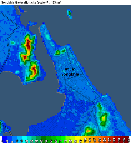 Songkhla elevation map