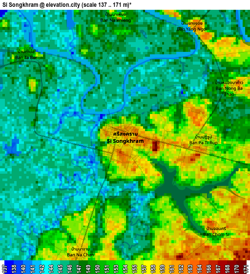 Si Songkhram elevation map