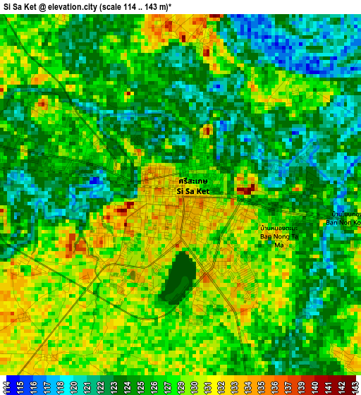 Si Sa Ket elevation map