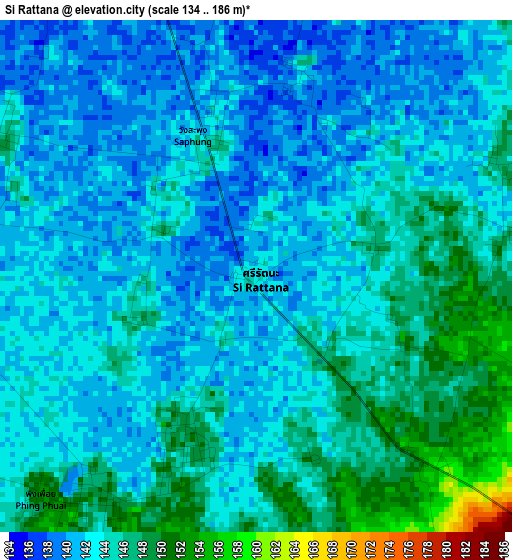 Si Rattana elevation map