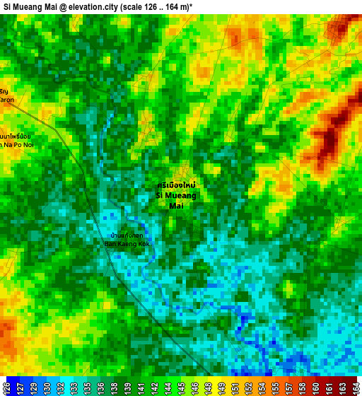 Si Mueang Mai elevation map