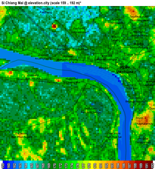 Si Chiang Mai elevation map