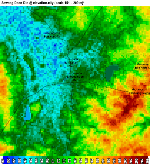 Sawang Daen Din elevation map