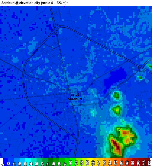 Saraburi elevation map