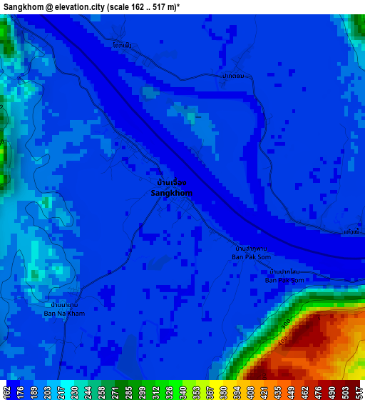 Sangkhom elevation map