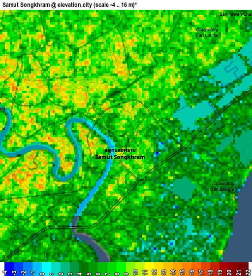 Samut Songkhram elevation map