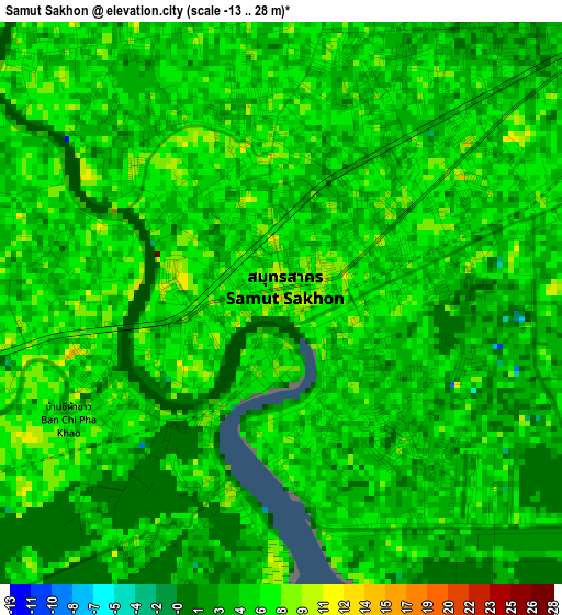 Samut Sakhon elevation map