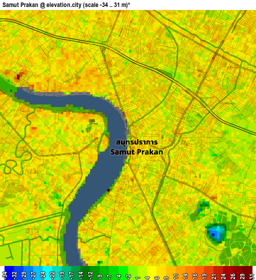 Samut Prakan elevation map