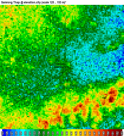 Samrong Thap elevation map