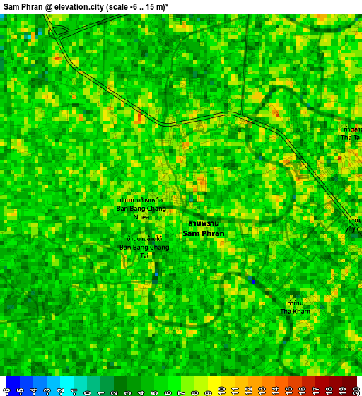 Sam Phran elevation map