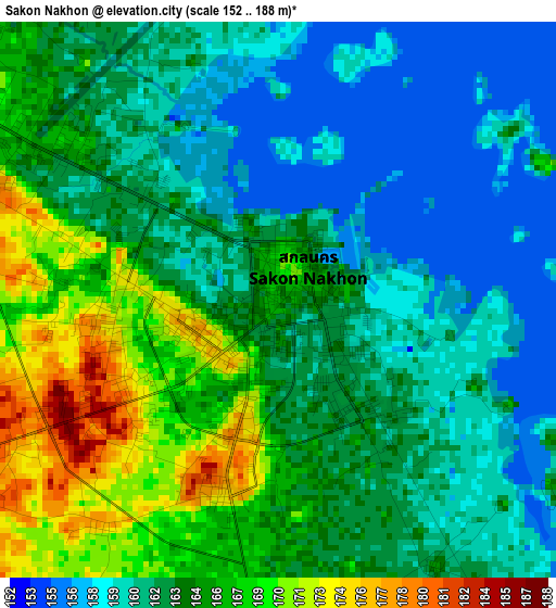 Sakon Nakhon elevation map