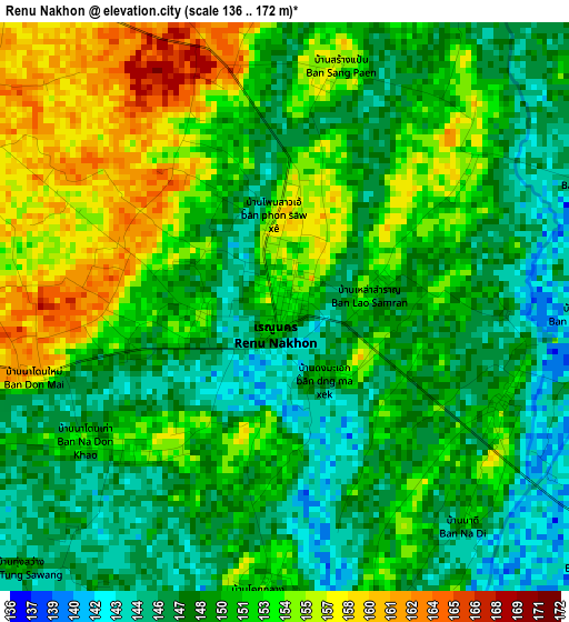 Renu Nakhon elevation map