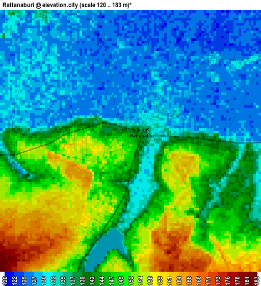 Rattanaburi elevation map