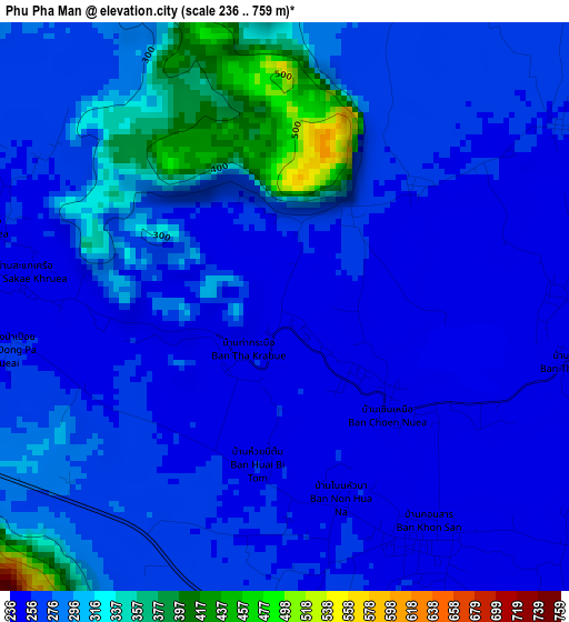 Phu Pha Man elevation map