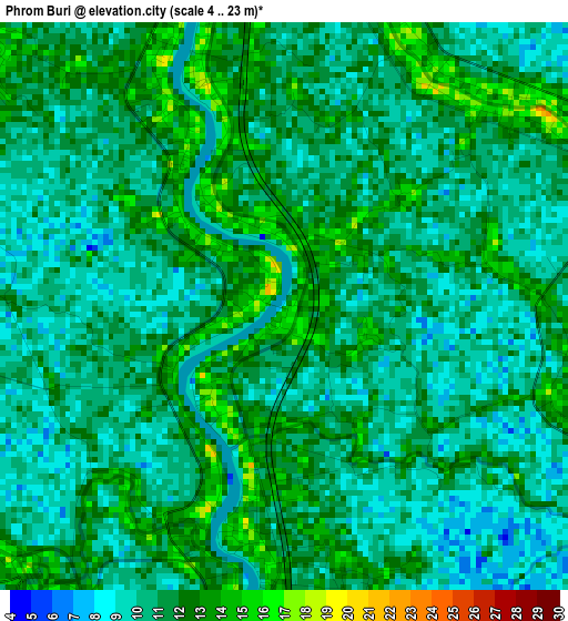 Phrom Buri elevation map