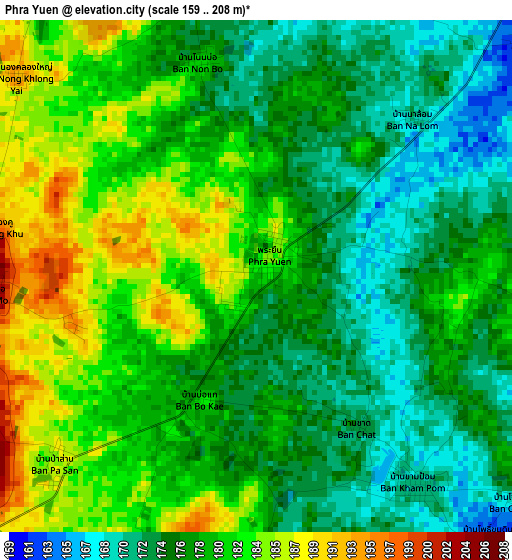 Phra Yuen elevation map